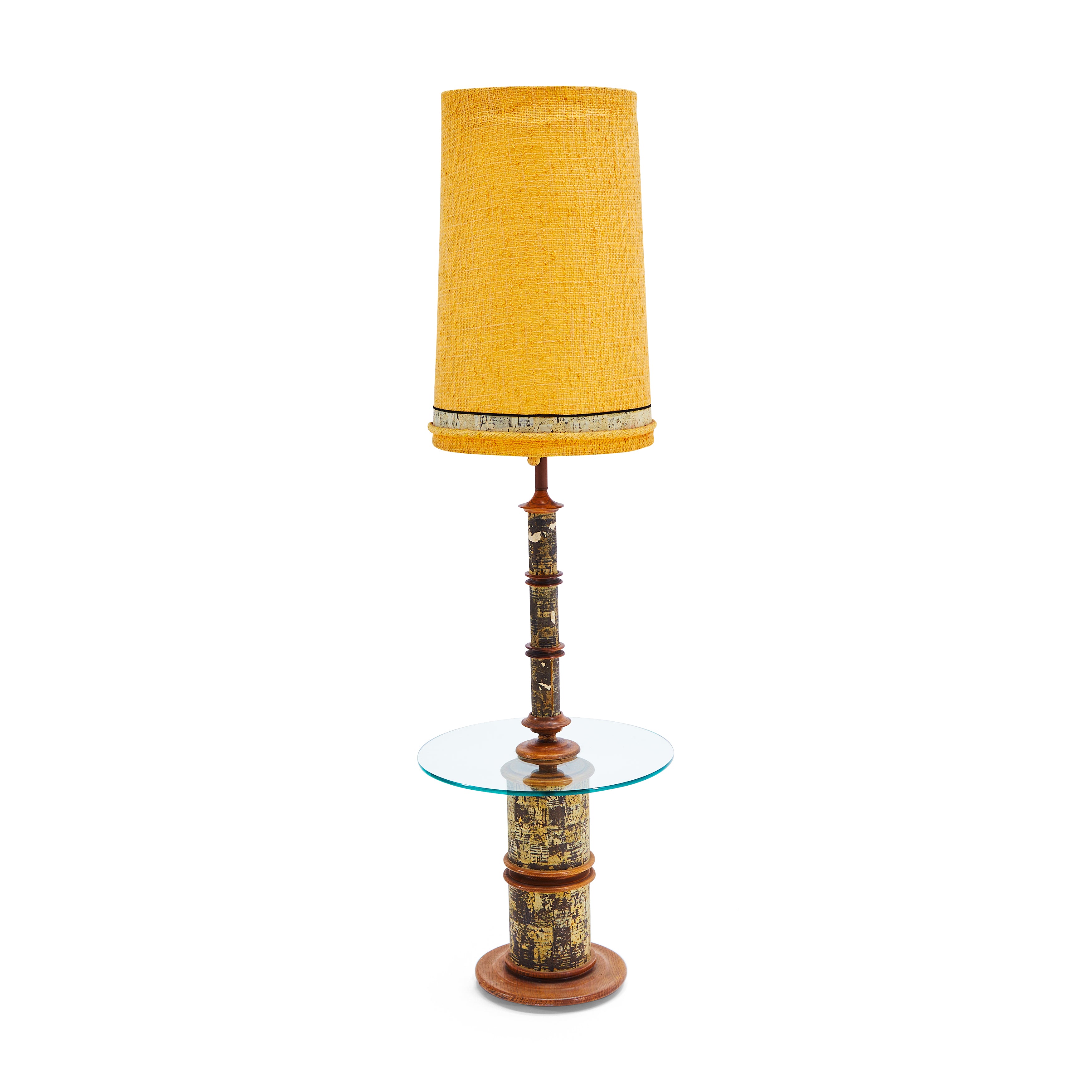 Wood & Cork Floor Lamp with Glass Table - Gil & Roy Props