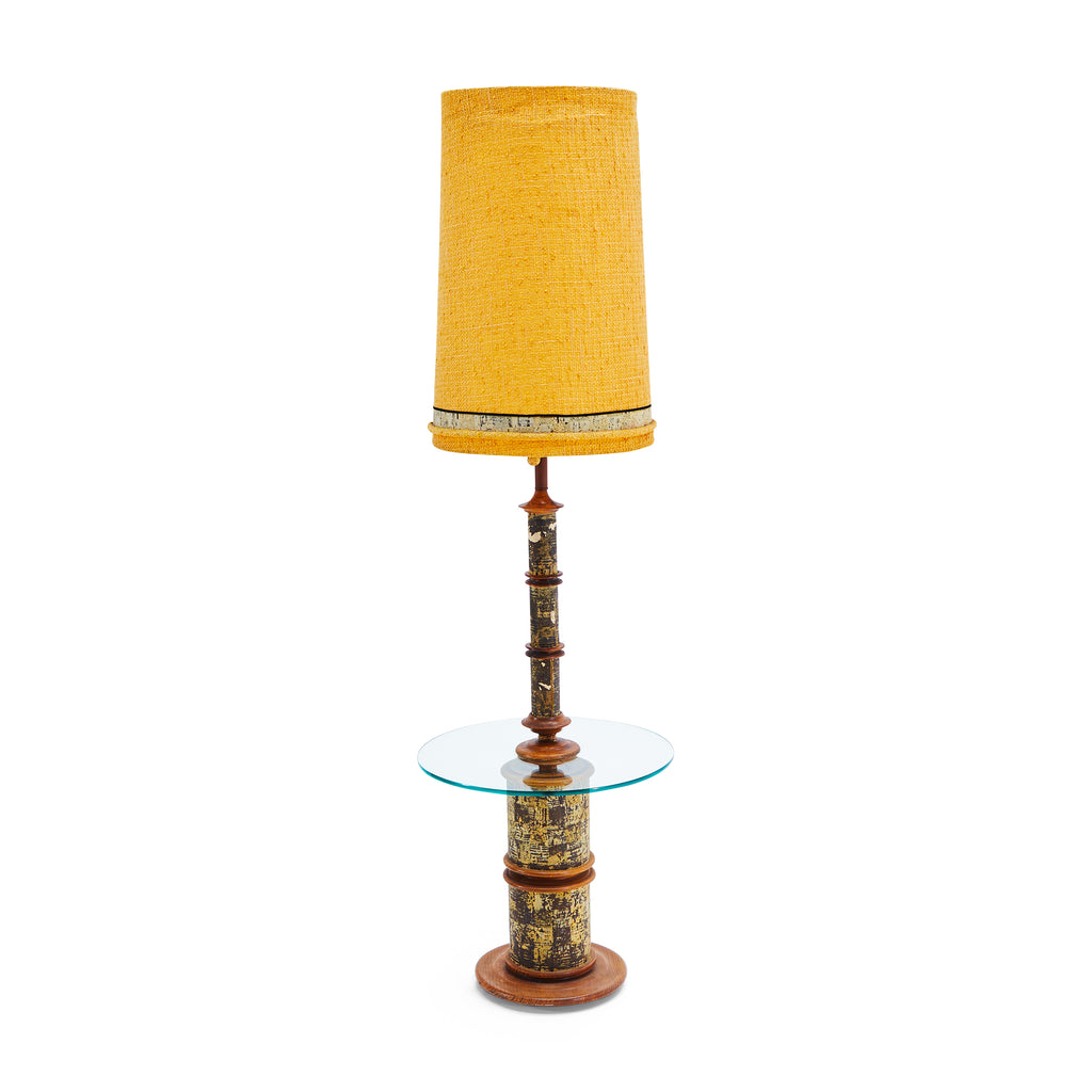 Wood & Cork Floor Lamp with Glass Table
