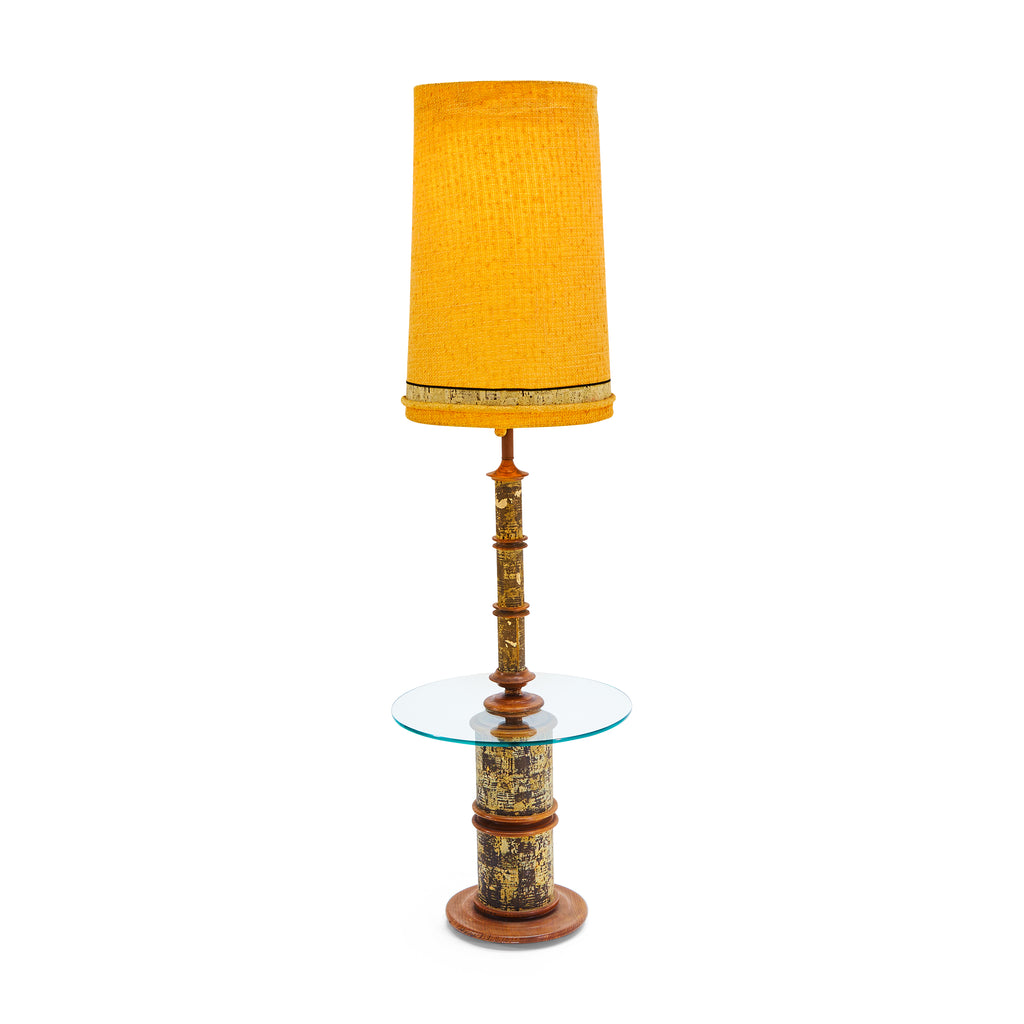 Wood & Cork Floor Lamp with Glass Table