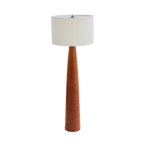 Wood Modern Pillar Floor Lamp with White Shade