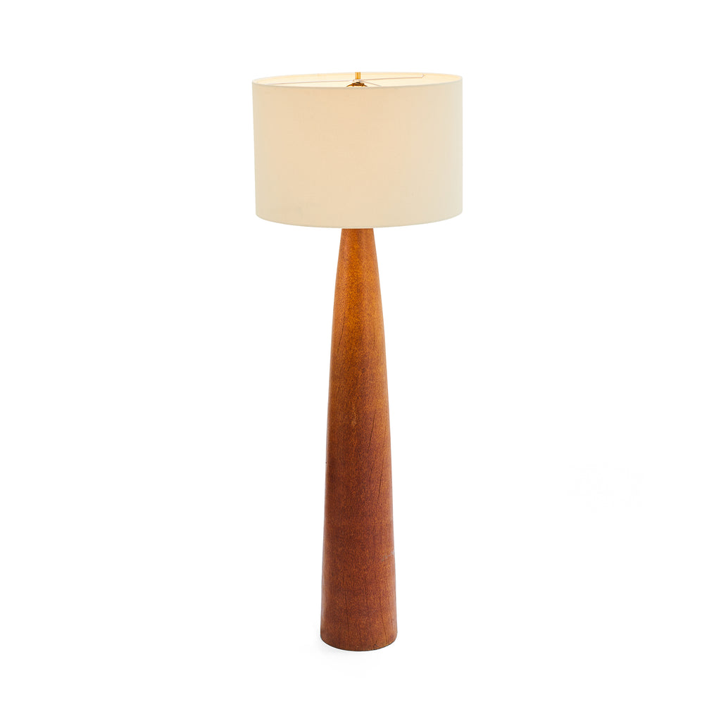 Wood Modern Pillar Floor Lamp with White Shade