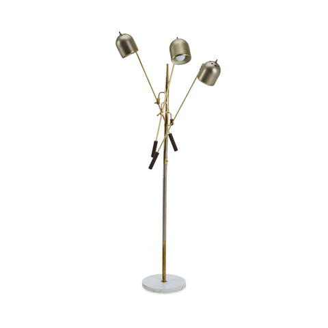 Silver & Gold Three-Armed Modern Floor Lamp