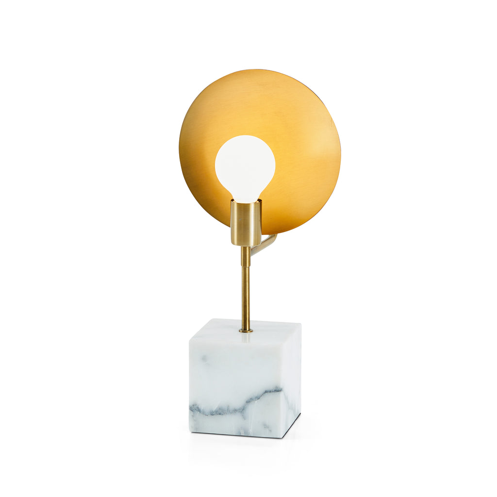 Gold & White Marble Cube Table Lamp
