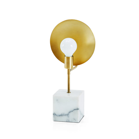Gold & White Marble Cube Table Lamp