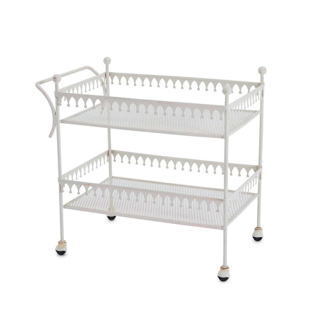 White Metal Vintage Rolling Cart