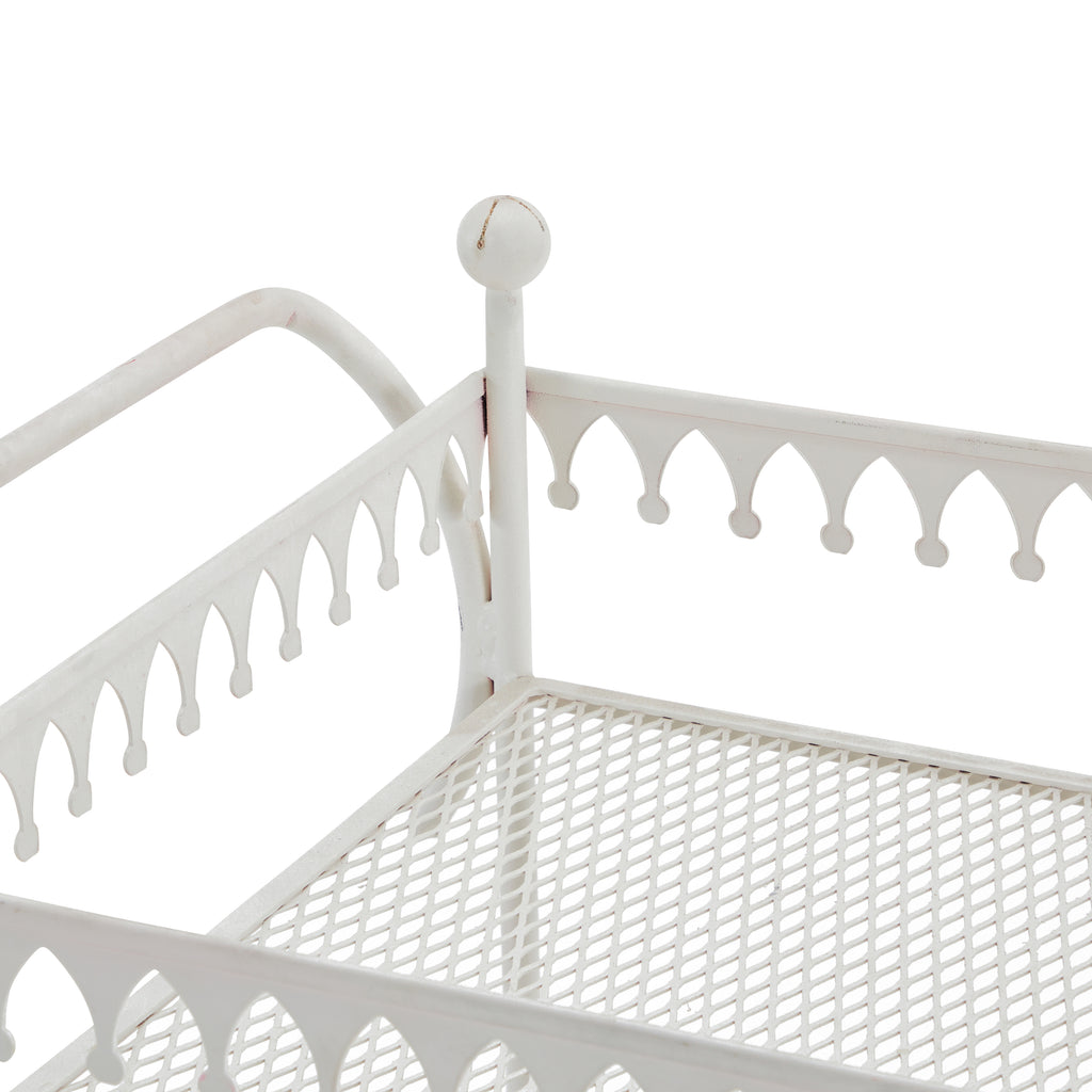 White Metal Vintage Rolling Cart