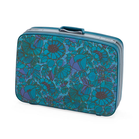 Blue Floral Vintage Suitcase Medium