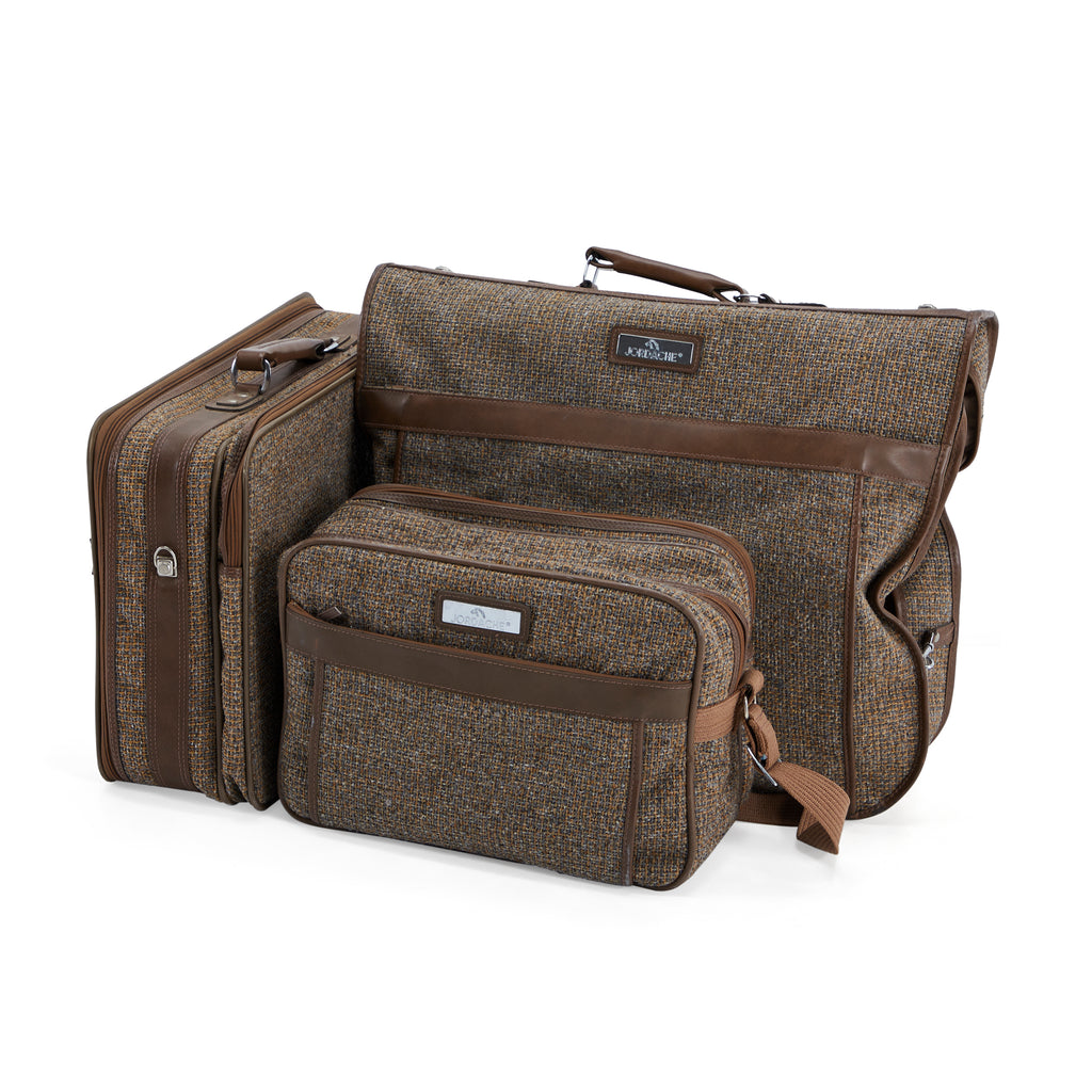 Brown Tweed Jordache Suitcase Large