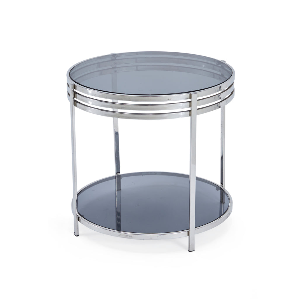 Silver & Glass Circle Side Table
