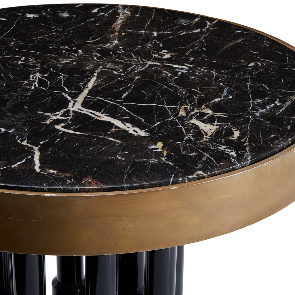 Black Marble & Bronze Round Side Table