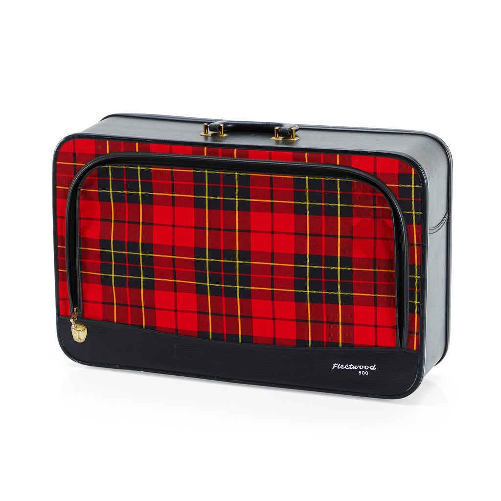 Red Fleetwood Plaid Suitcase