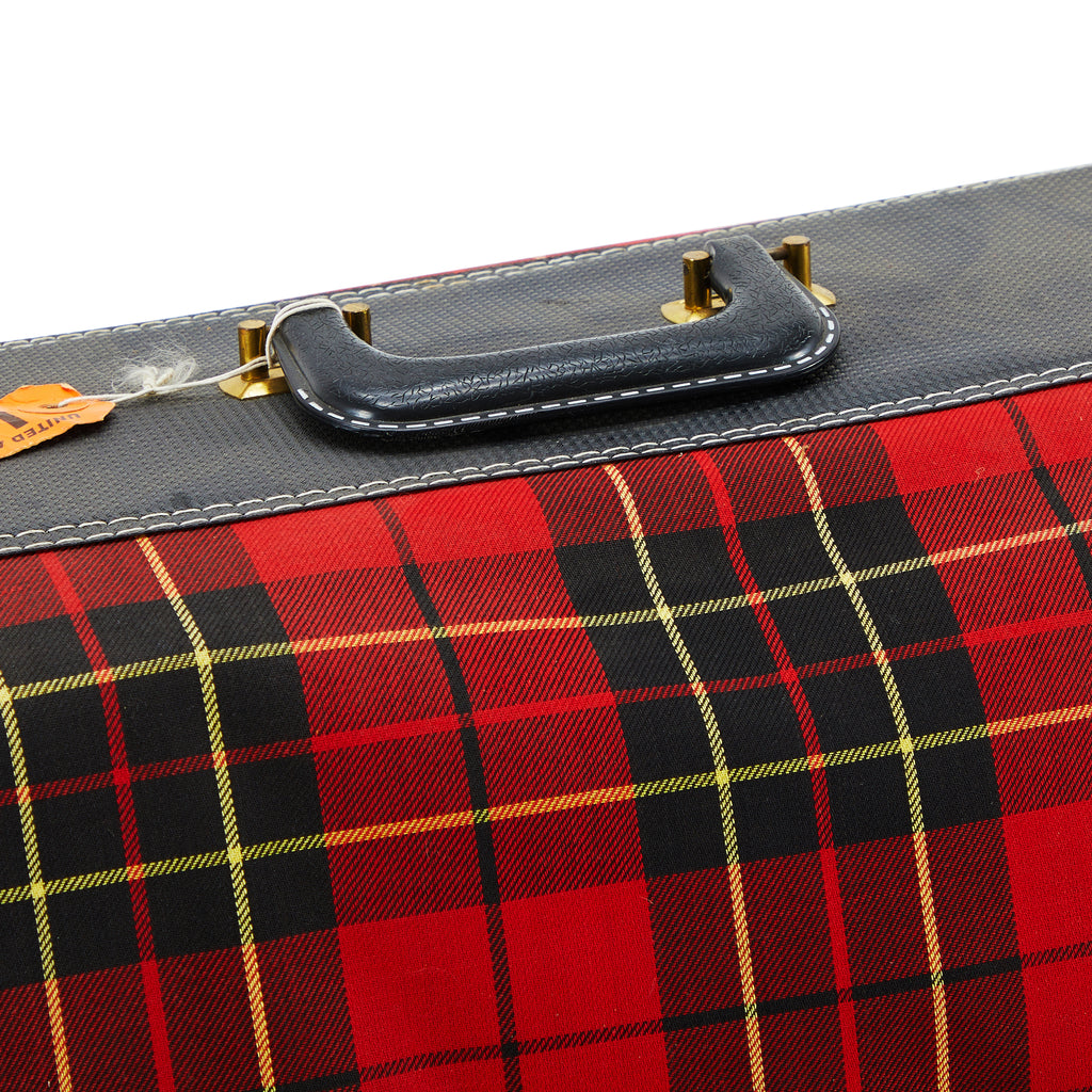 Red Plaid Large Soft Shell Suitcase