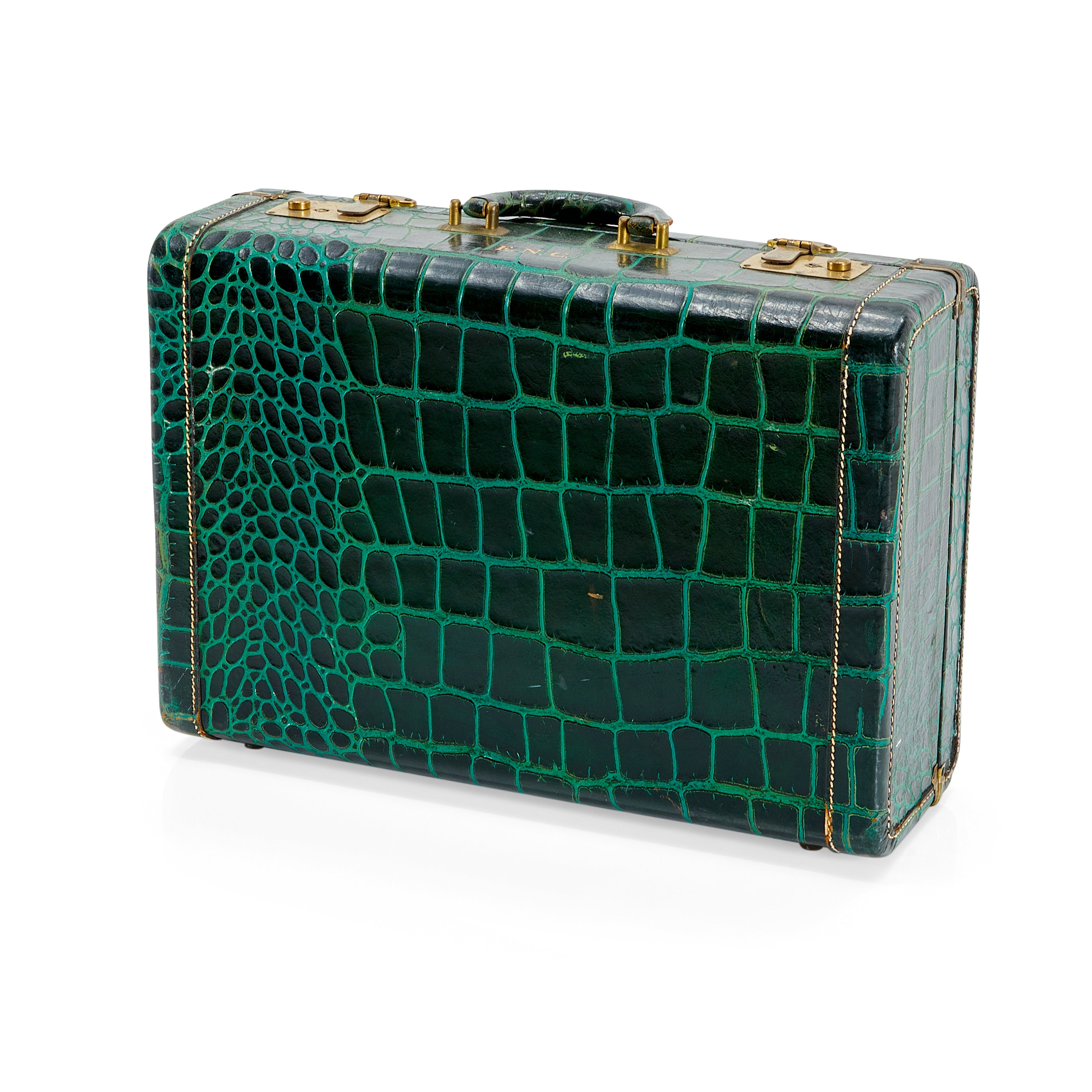 Green Alligator Skin Suitcase Small - Gil & Roy Props