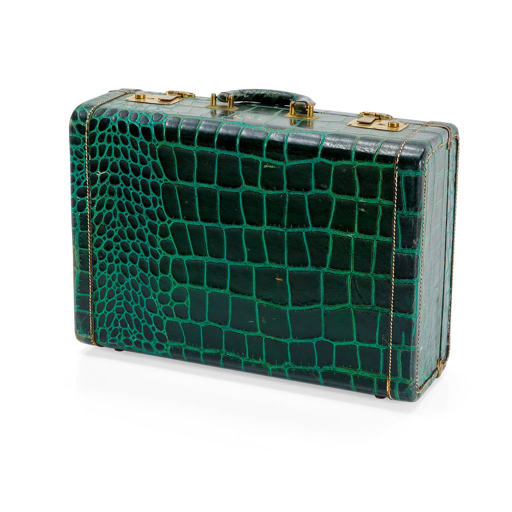Green Alligator Skin Suitcase Small