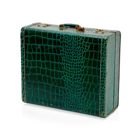 Green Alligator Skin Suitcase Large