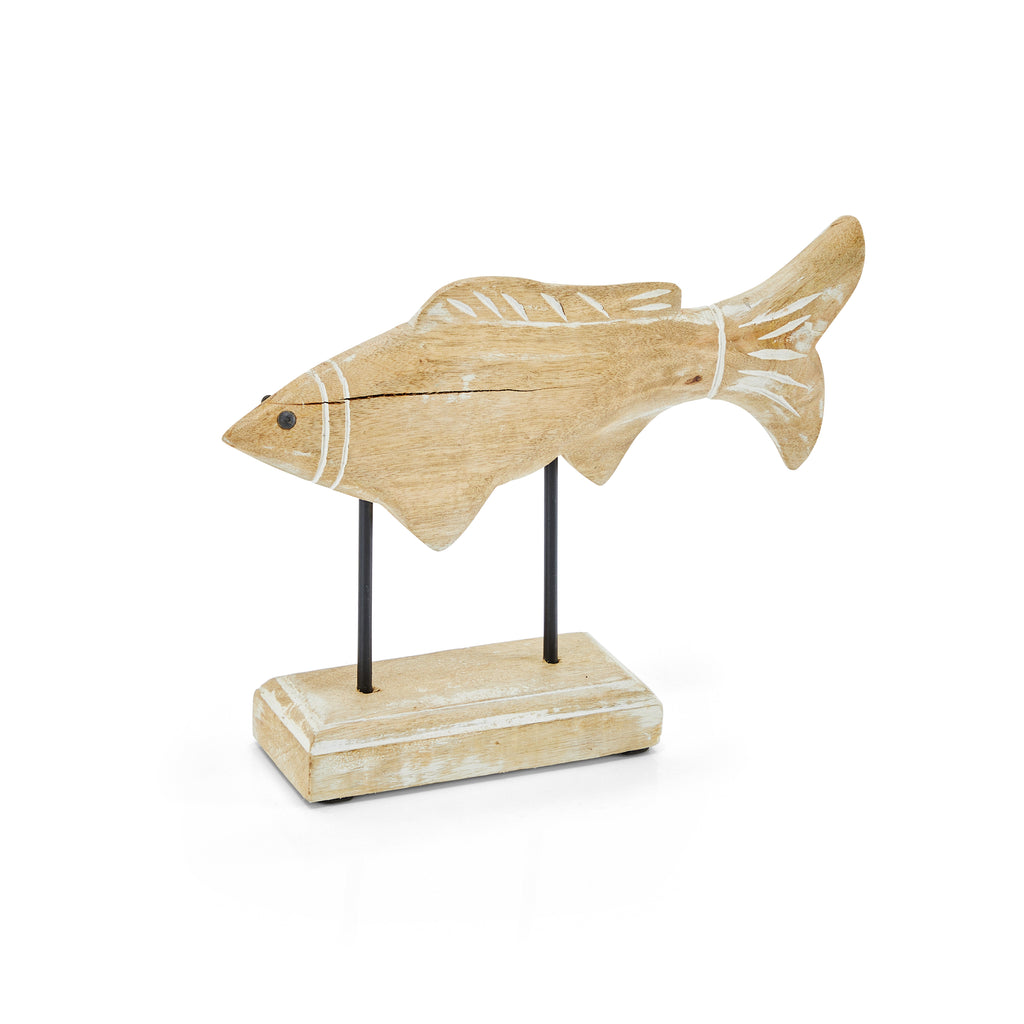 Wood Rustic Fish Sculpture