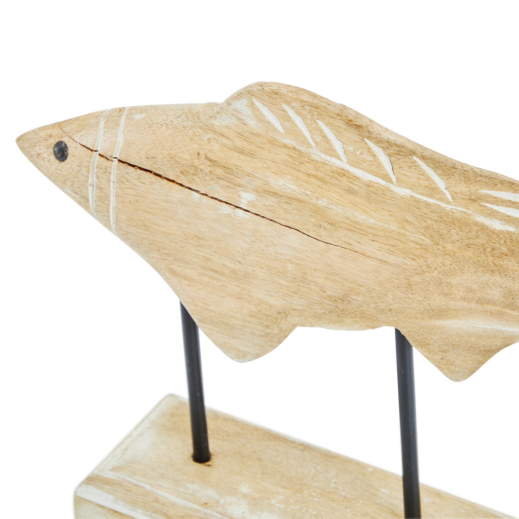 Wood Rustic Fish Sculpture