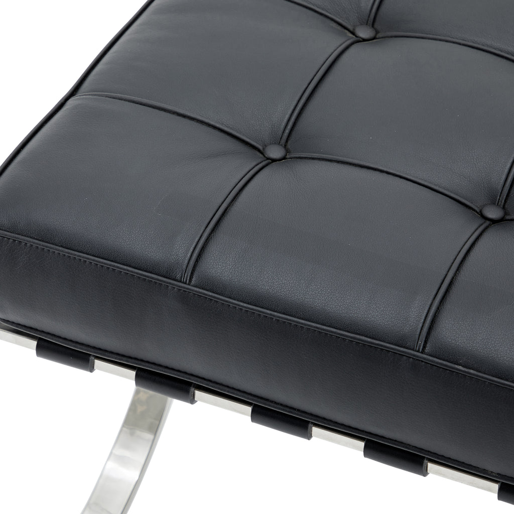 Black Tufted Leather Square Ottoman
