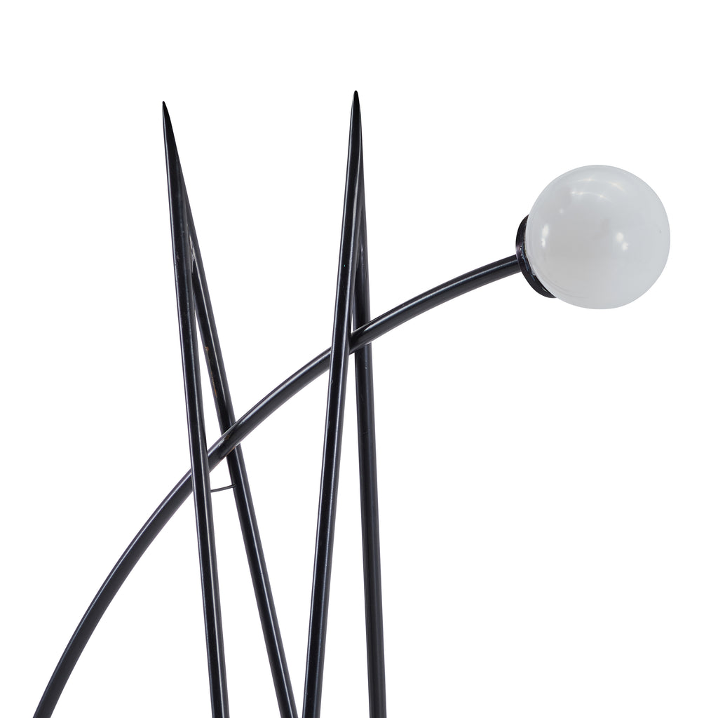 Black Sculptural Metal Zig Zag Floor Lamp with Globe