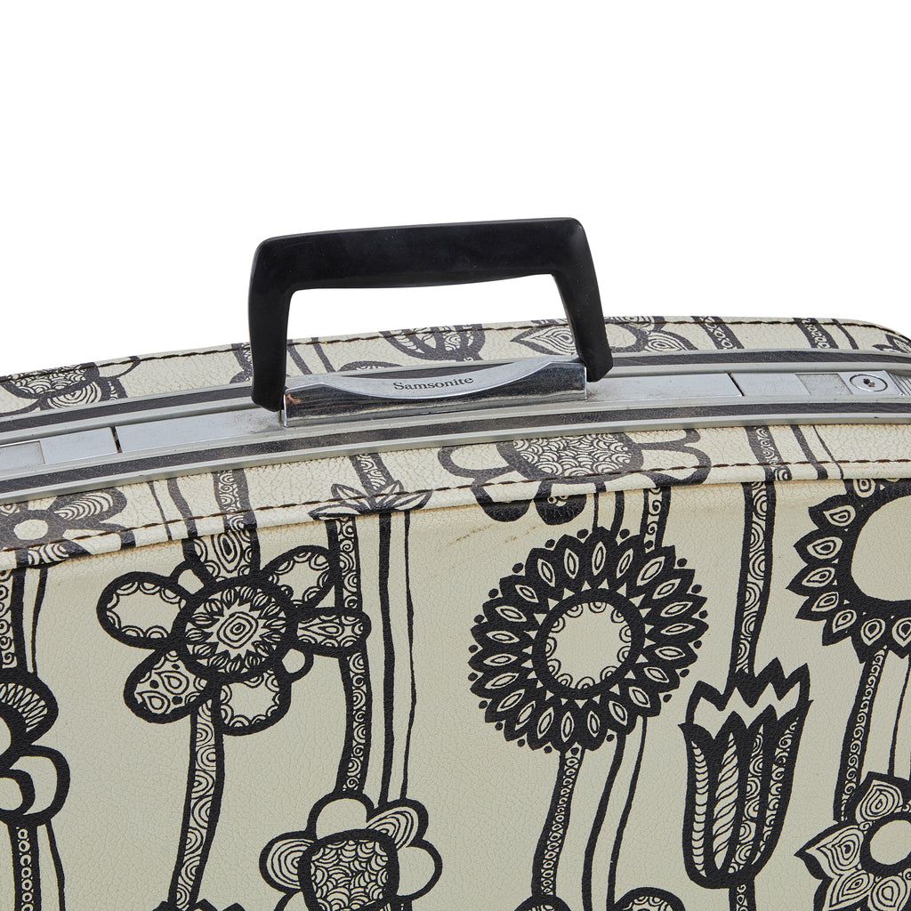 Black & White Flower Suitcase - Small