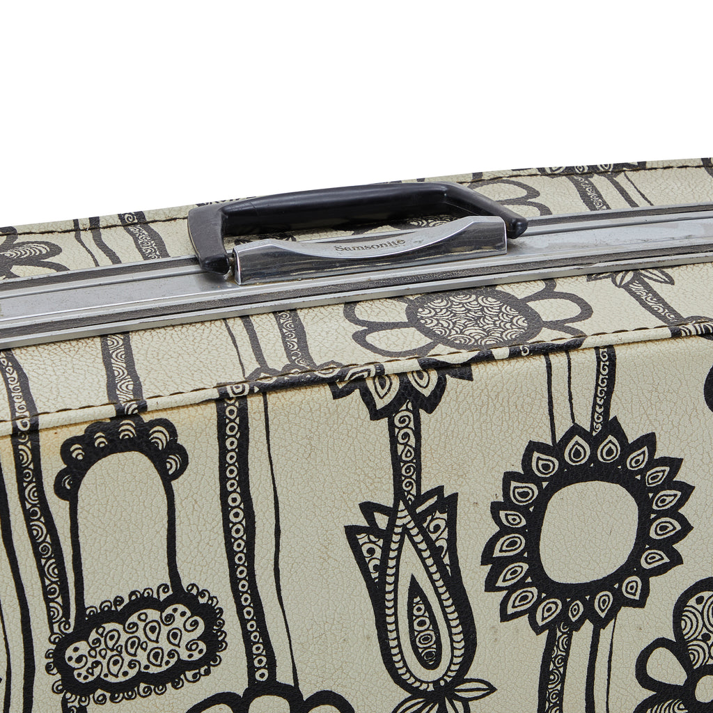 Black & White Flower Suitcase - Large