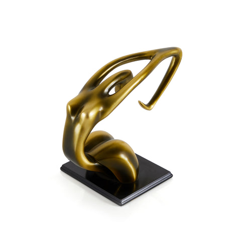 Gold Abstract Bending Female Table Sculpture