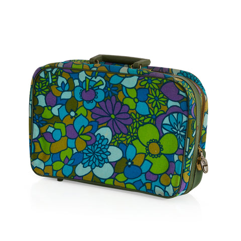 Green and Violet Thin Floral Suitcase