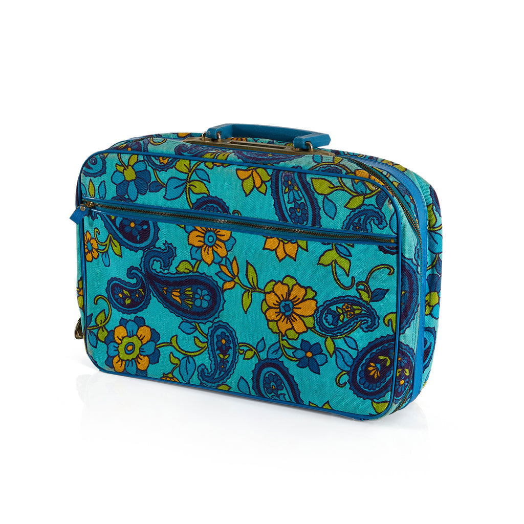 Blue Paisley Floral Suitcase