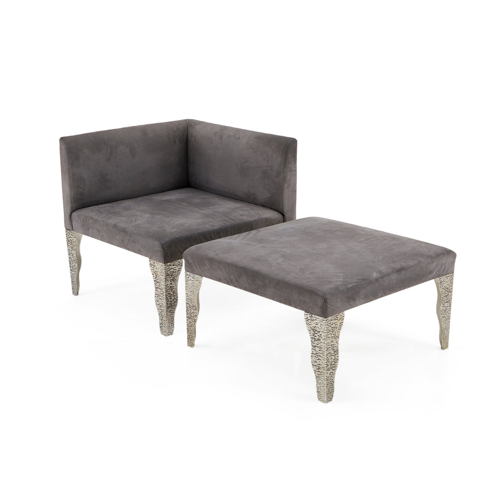 Grey & Silver Base Modern Dior Corner Chair