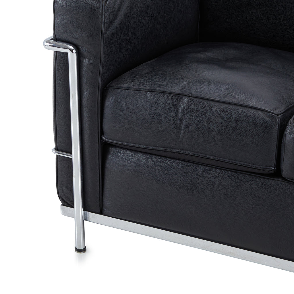 Le Corbusier-Style Petit Confort Sofa - Black Leather