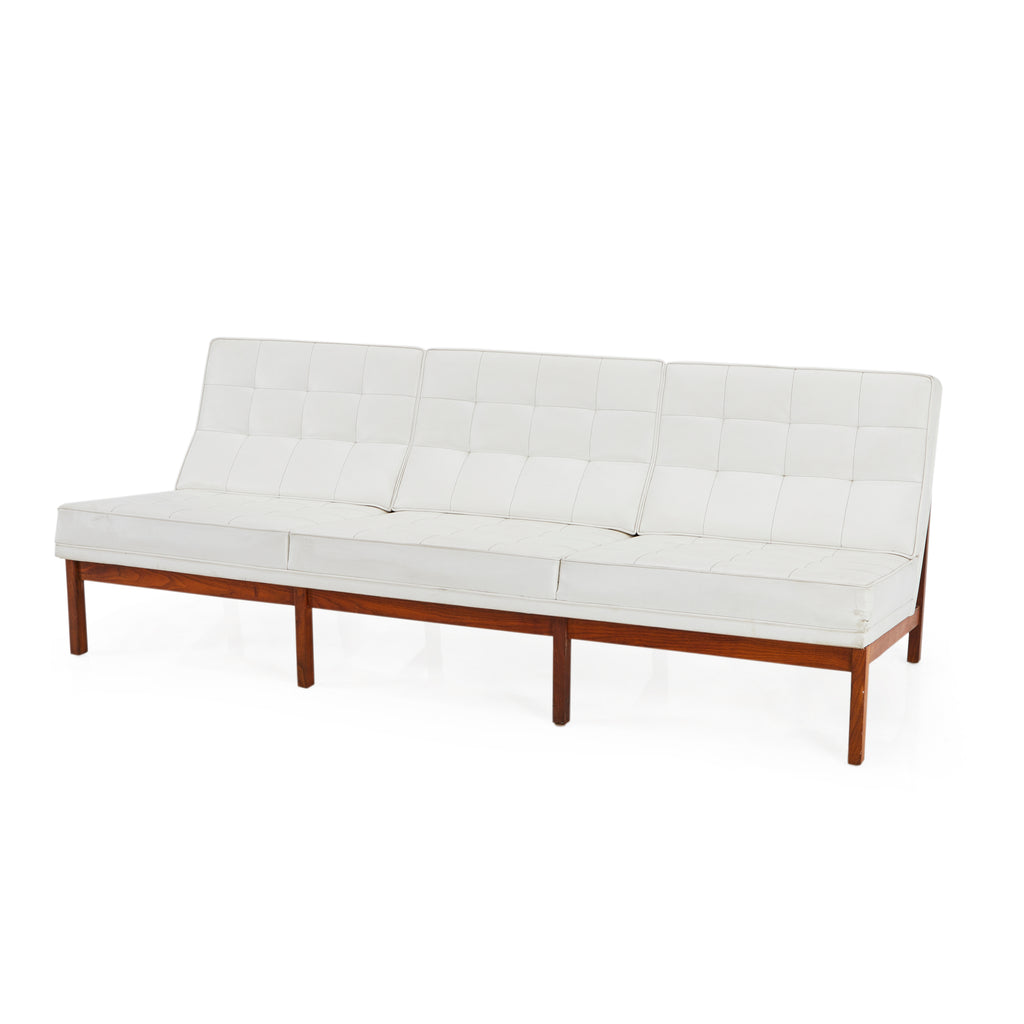 White Leather Split Rail Modern Sofa