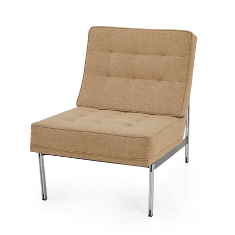 Tan Split Rail Metal Base Modern Lounge Chair