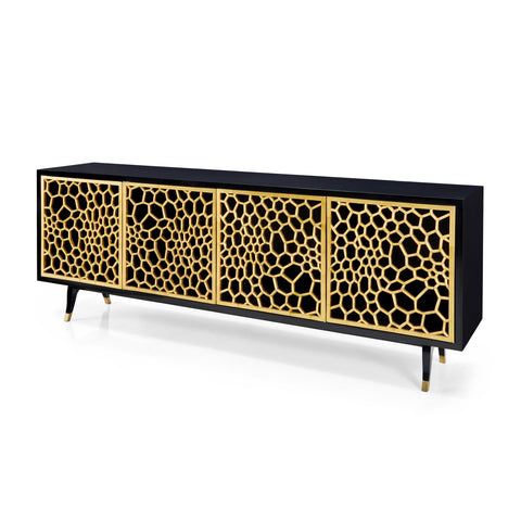 Black & Gold Abstract Modern Credenza