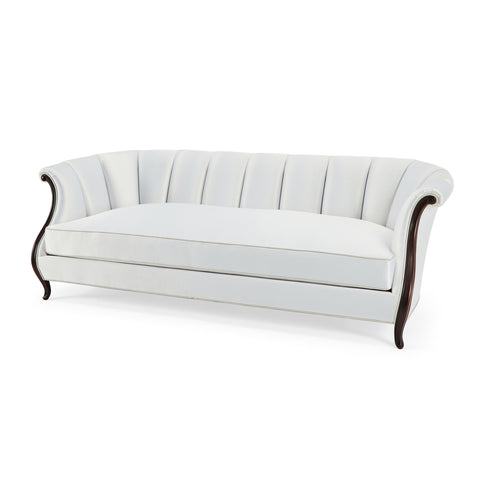 White Leather Vintage Deco Sofa