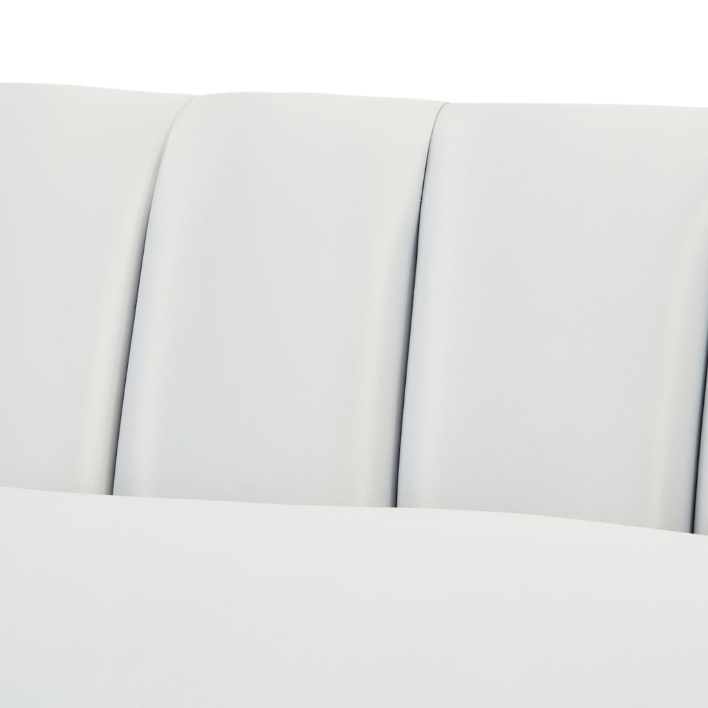White Leather Vintage Deco Sofa