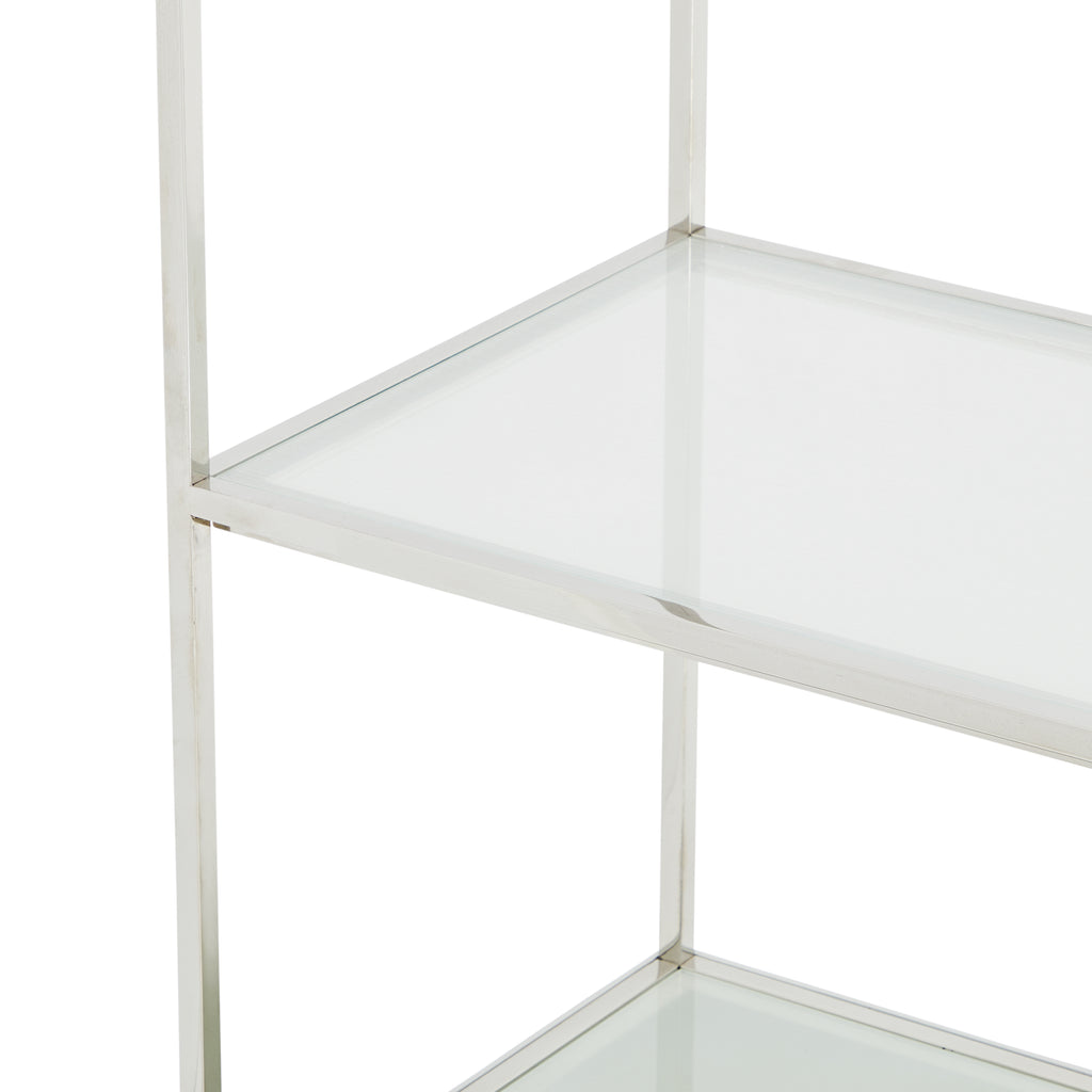 Chrome & White Glass Dior Shelf Unit