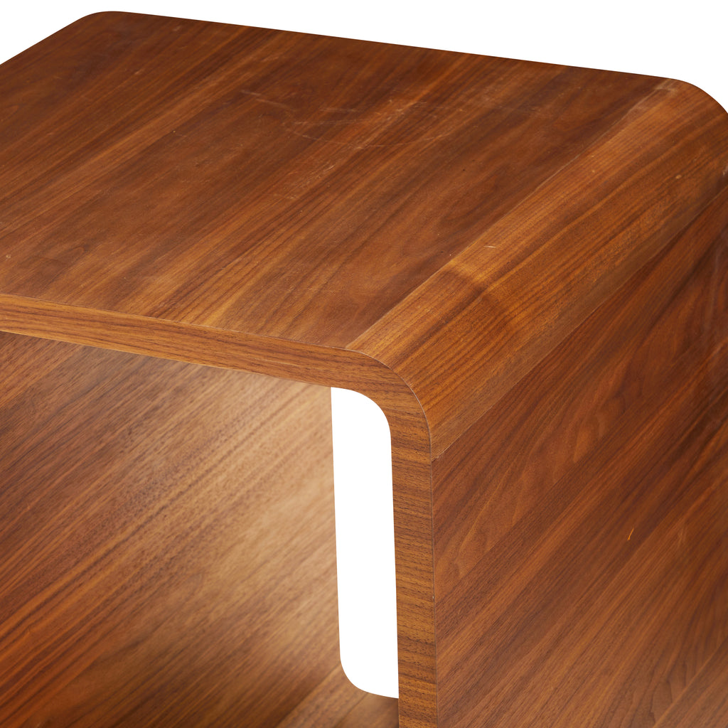 Wood Curved Cutout Mid-Century Modern Side Table