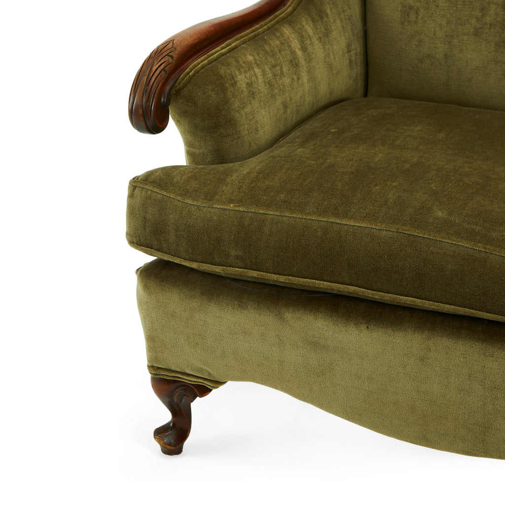 Green Velvet Vintage Victorian Sofa