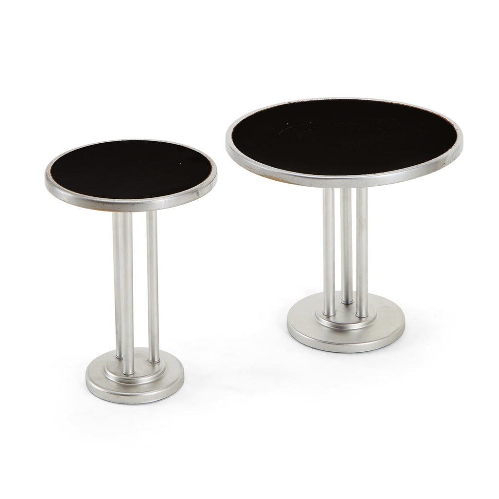 Silver & Black Top Round Side Table