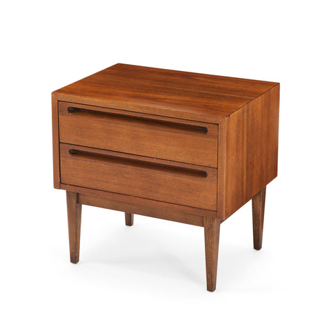 Wood Two-Drawer Mid Century Modern Bedside Table