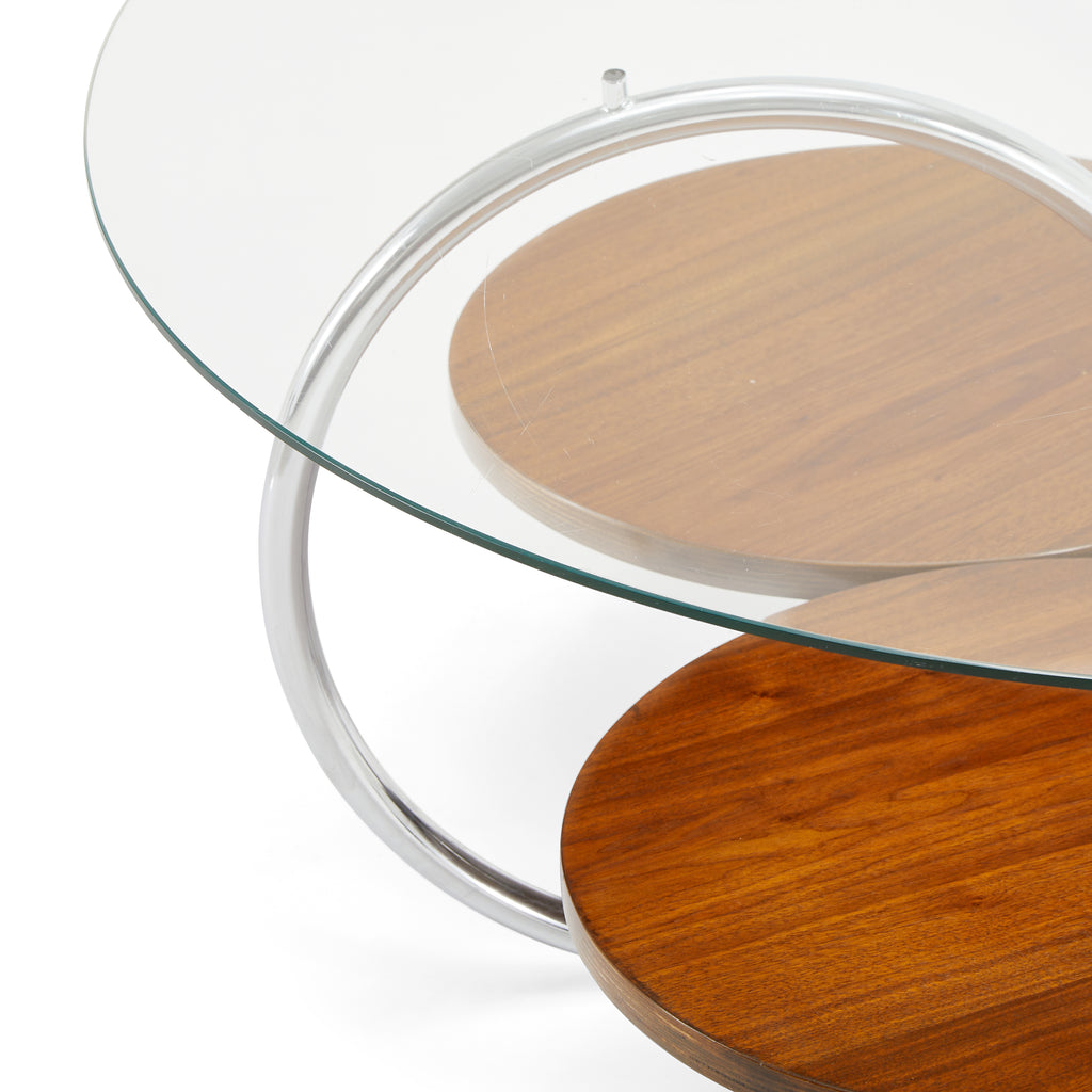 Glass Coffee Table With Chrome Ring Stand