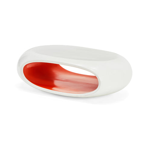 White and Red Donut Shaped Coffee Table
