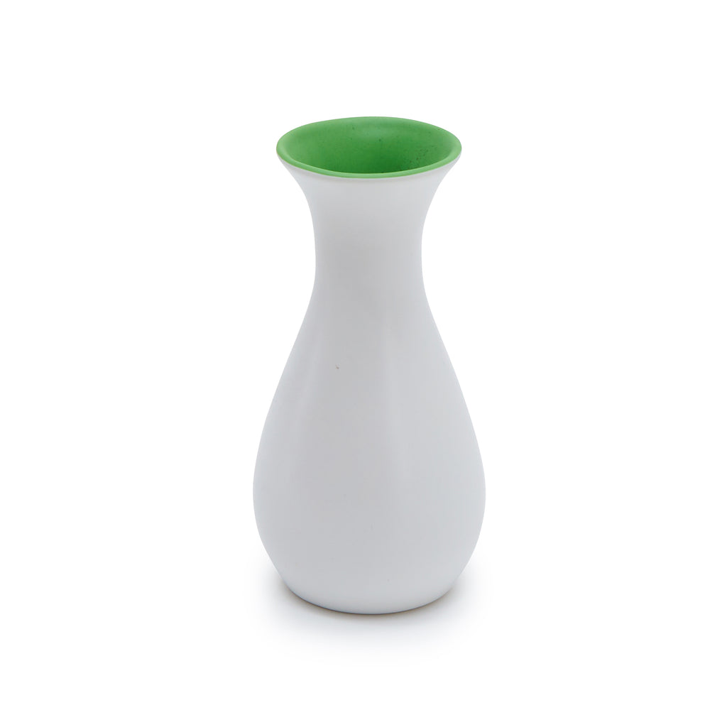 Miniature White Vase w/ Green Inner Lining (A+D)