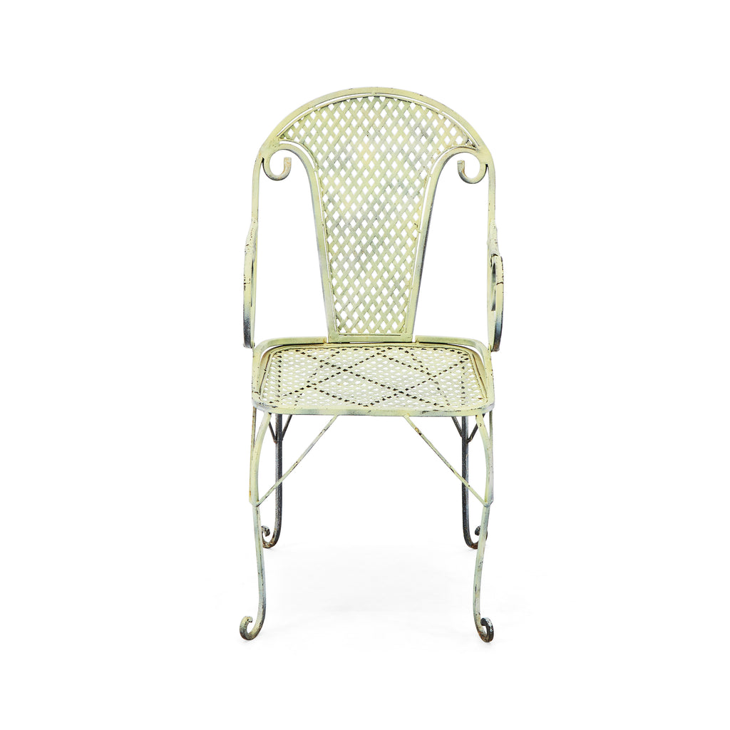 Green Painted Wrought Iron Patio Chair