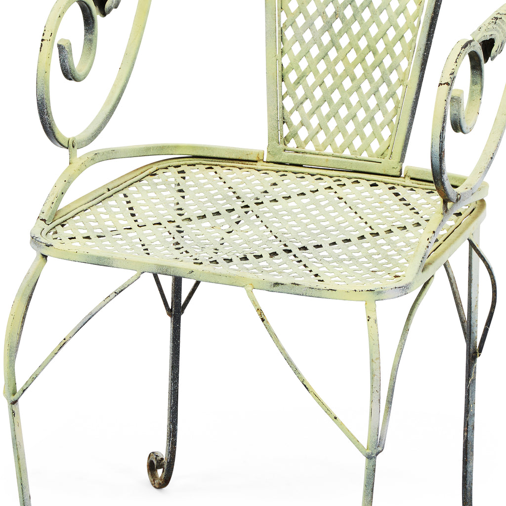 Green Painted Wrought Iron Patio Chair