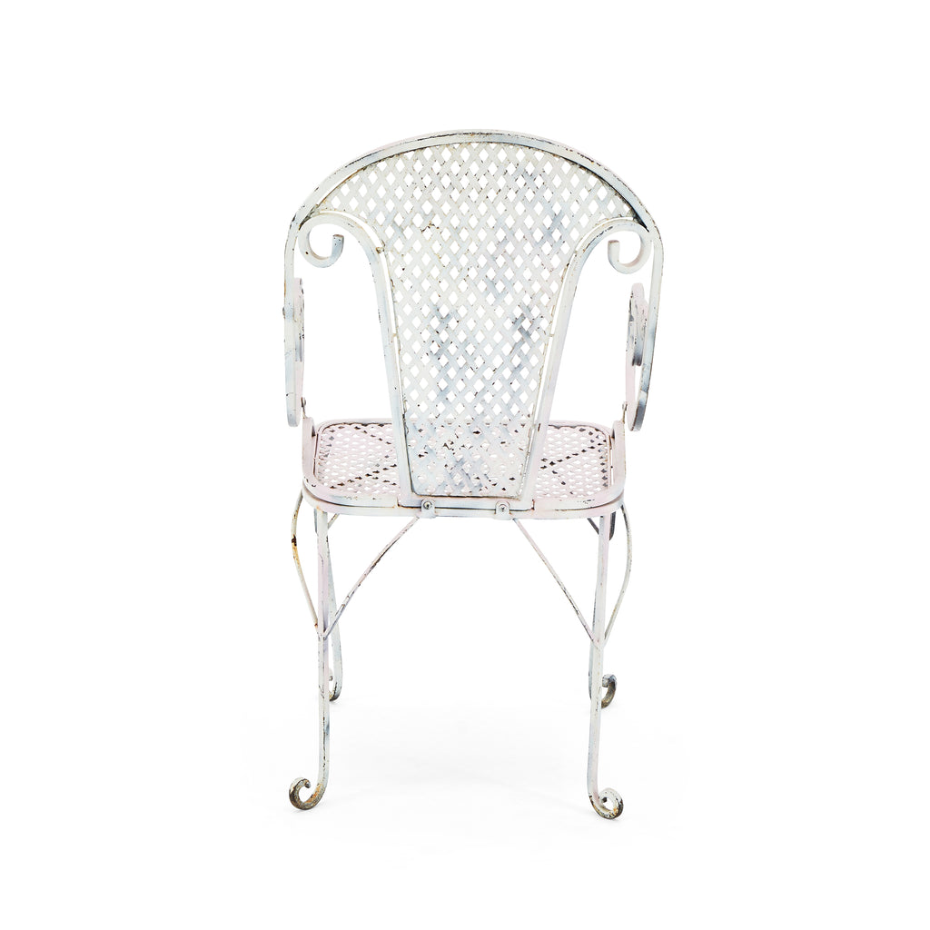White Painted Wrought Iron Patio Chair