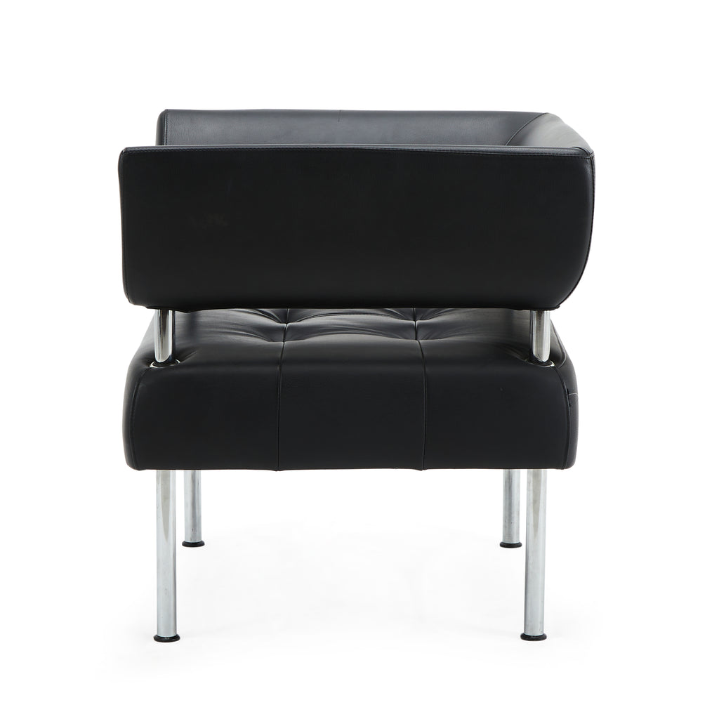 Contemporary Black Leather Floating Armchair