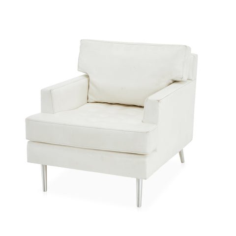 White Contemporary Upholstered Arm Chair