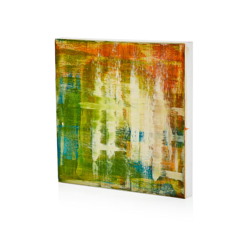 1051 (A+D) Green Orange Ivory Abstract Art