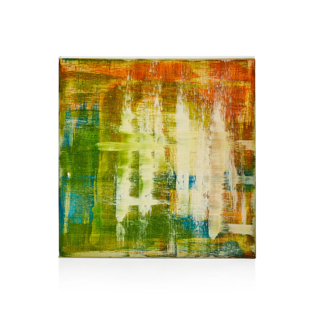 1051 (A+D) Green Orange Ivory Abstract Art